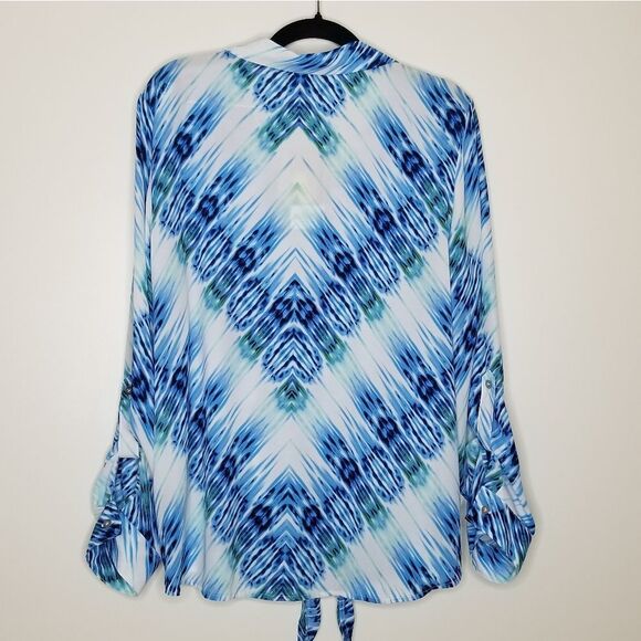 Investments Slim Factor De Collections Women's Long Sleeve Button Up Blouse Sz M - Picture 2 of 14